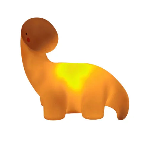 Veilleuse dinosaure LED jaune en forme d’animal mignon, idéale pour apaiser le sommeil des enfants et des bébés avec une lumière douce et rassurante.