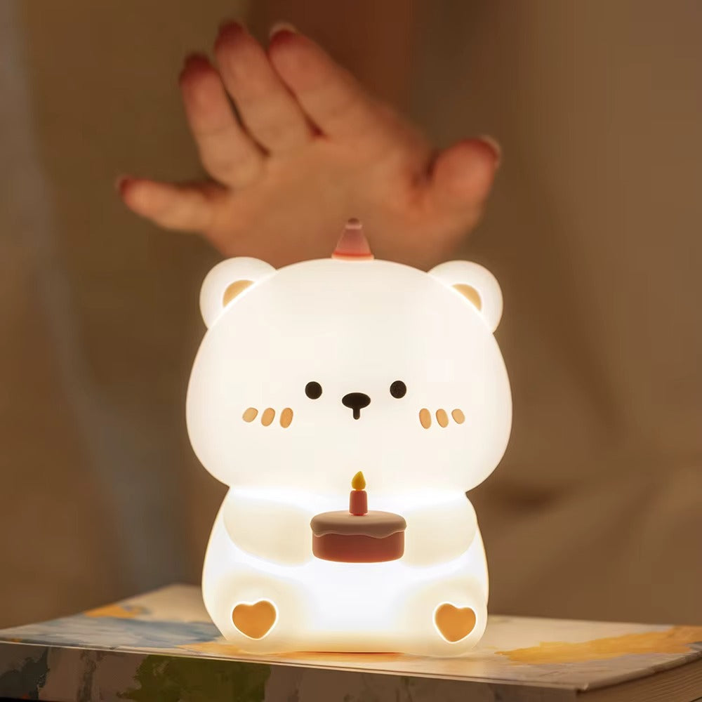 Ourson Lumineux Veilleuse Anniversaire En Silicone