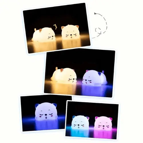 Lampe LED chat en silicone avec capteur tactile, veilleuse portable douce pour bébé et enfant