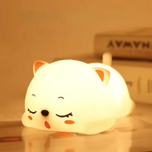 Lampe veilleuse chat en silicone avec capteur tactile, lumière douce et sécurisée pour chambre bébé et enfant