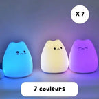 Lampe veilleuse chaton en silicone souple, lumière LED douce et rassurante pour bébé et enfant