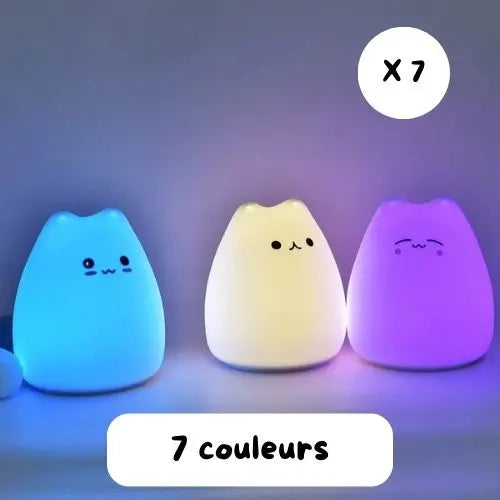 Lampe veilleuse chaton en silicone souple, lumière LED douce et rassurante pour bébé et enfant