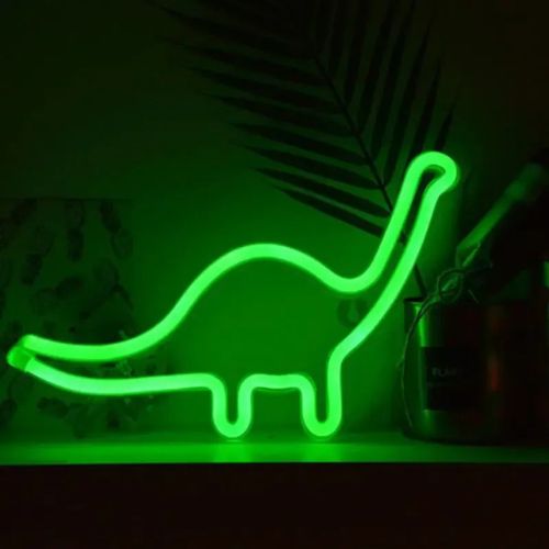 Veilleuse dinosaure LED vert néon, lumière douce et décorative pour chambre bébé et enfant