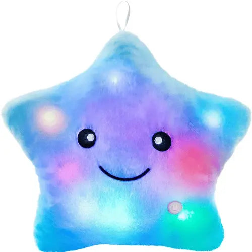 Oreiller en peluche étoile lumineux multicolore, coussin veilleuse doux et réconfortant pour chambre bébé et enfant
