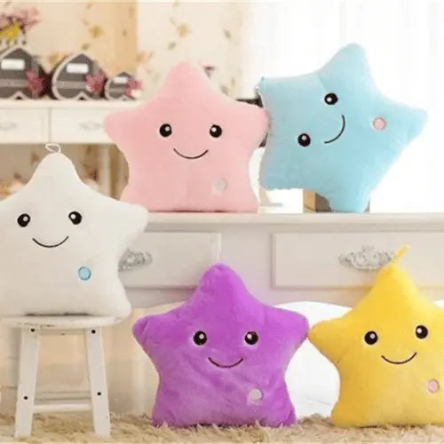 Peluche oreiller étoile lumineux multicolore, veilleuse douce et apaisante pour sommeil bébé et enfant