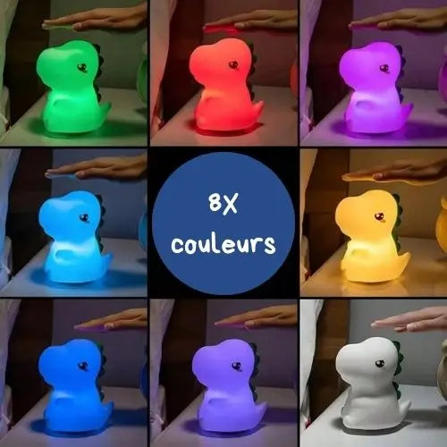 Veilleuse bébé dinosaure LED en silicone multicolore, lampe de nuit décorative et réconfortante pour chambre enfant