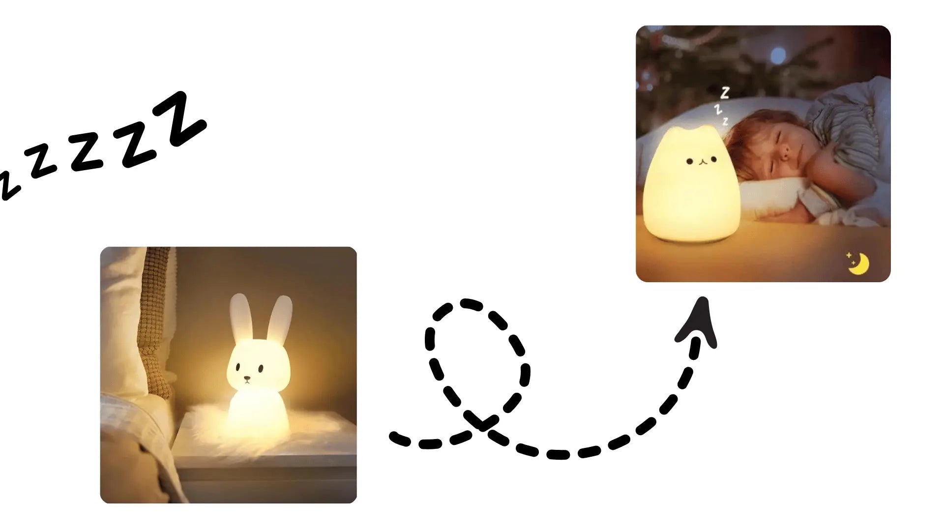 Veilleuse pour bébé et enfant en forme d’animal, diffusant une lumière douce et rassurante pour favoriser un sommeil paisible.