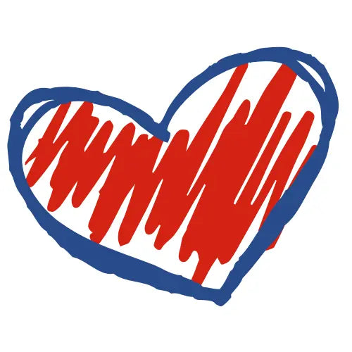 Illustration en forme de cœur dessiné par un enfant pour symboliser l’amour et la douceur des veilleuses pour bébé et enfant.