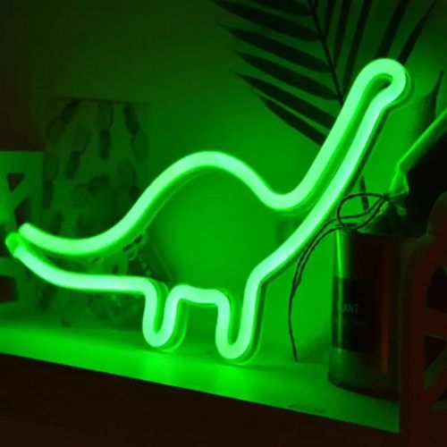 Veilleuse dinosaure LED vert néon, lumière douce et décorative pour chambre bébé et enfant