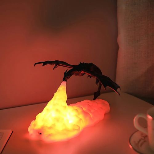 Veilleuse bébé imprimée en 3D en forme de dragon dinosaure, lampe de nuit décorative et sécurisée pour chambre enfant