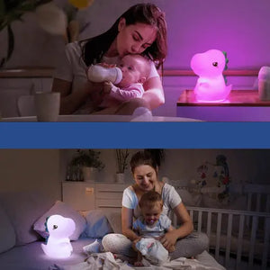 Veilleuse enfant dinosaure LED en silicone multicolore, lampe de nuit originale et sécurisée