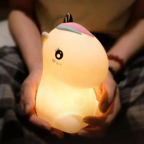 Veilleuse bébé licorne LED en silicone, colorée et rechargeable USB, lampe de nuit douce et apaisante pour chambre enfant