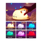 Veilleuse tactile LED chat en silicone 7 couleurs, lumière relaxante et sécurisée pour chambre bébé et enfant